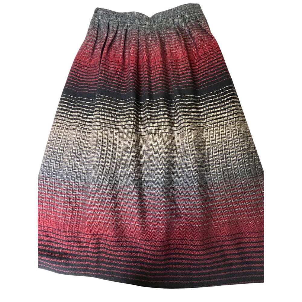VTG Pan-Her Size 9/10  Wool Blend A-Line Skirt Red/Black Zipper Union /USA Made